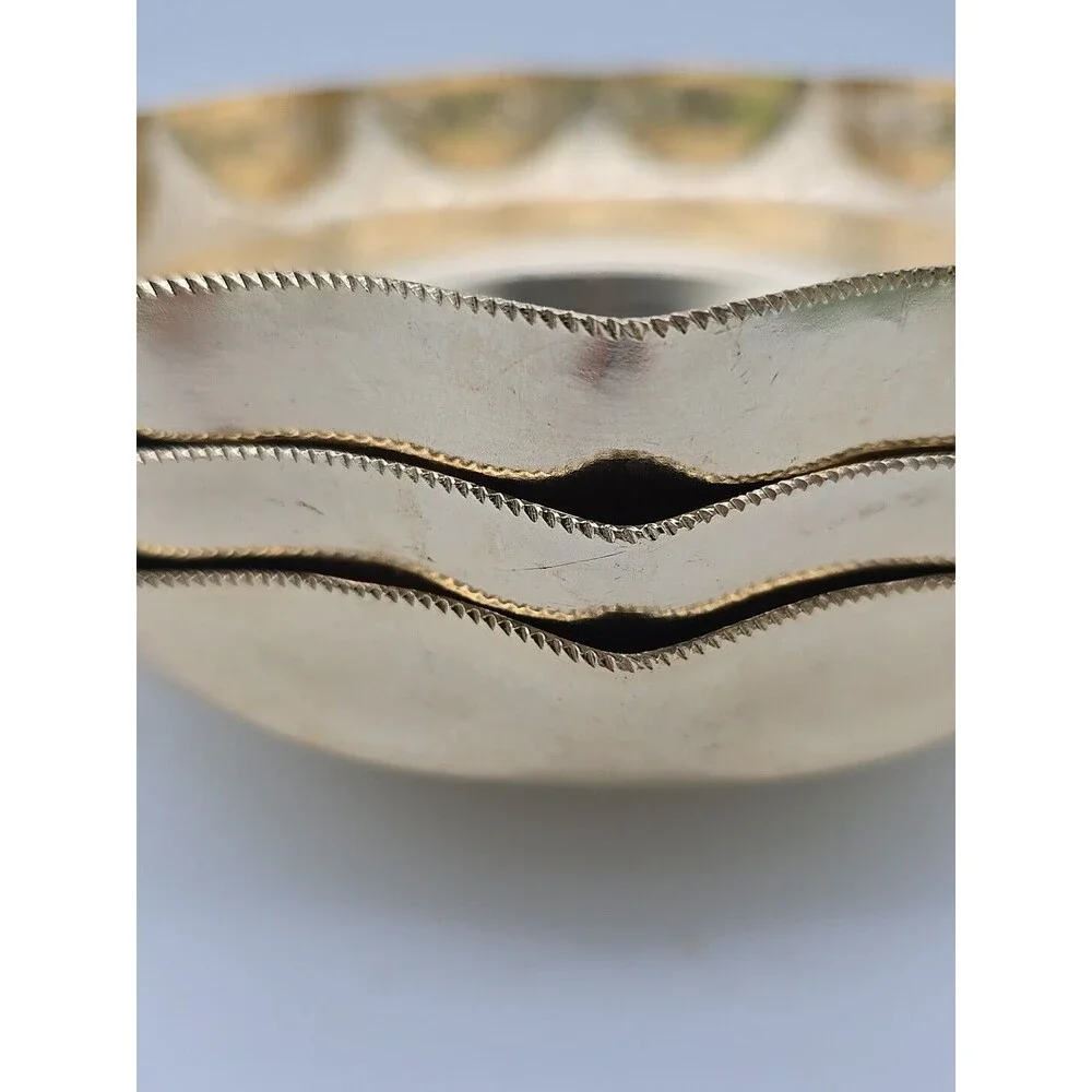 VTG 3 Kalian NYC Gold Aluminum Bowls Dishes Italy Scalloped Edge Intricate